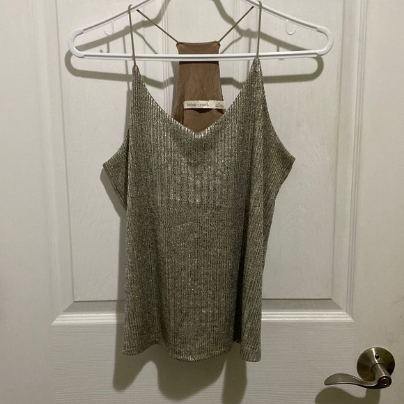 ANTHROPOLOGIE LETITIA RACERBACK SHIMMER TANK Bishop + Young Women’s Size Medium - Picture 2 of 6